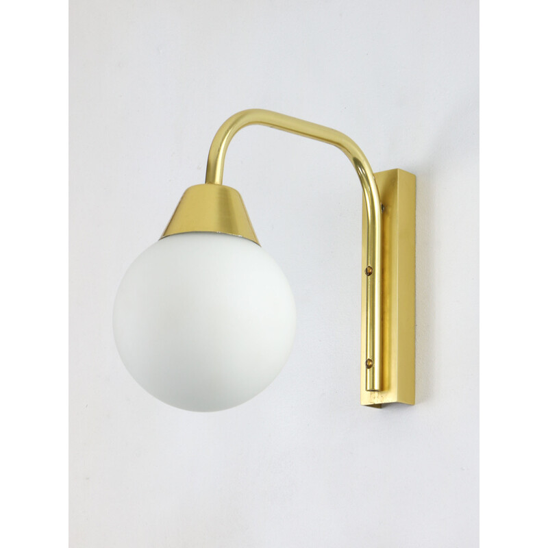 Mid century Italian golden and opaline wall lamp