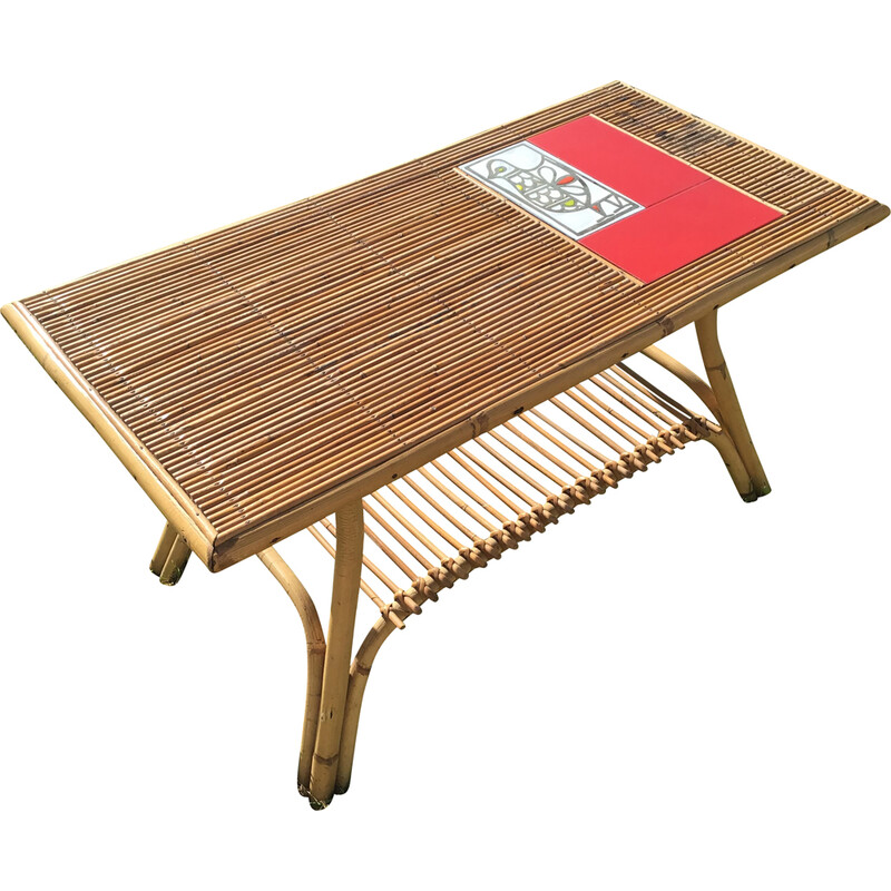 table basse vintage en - bambou