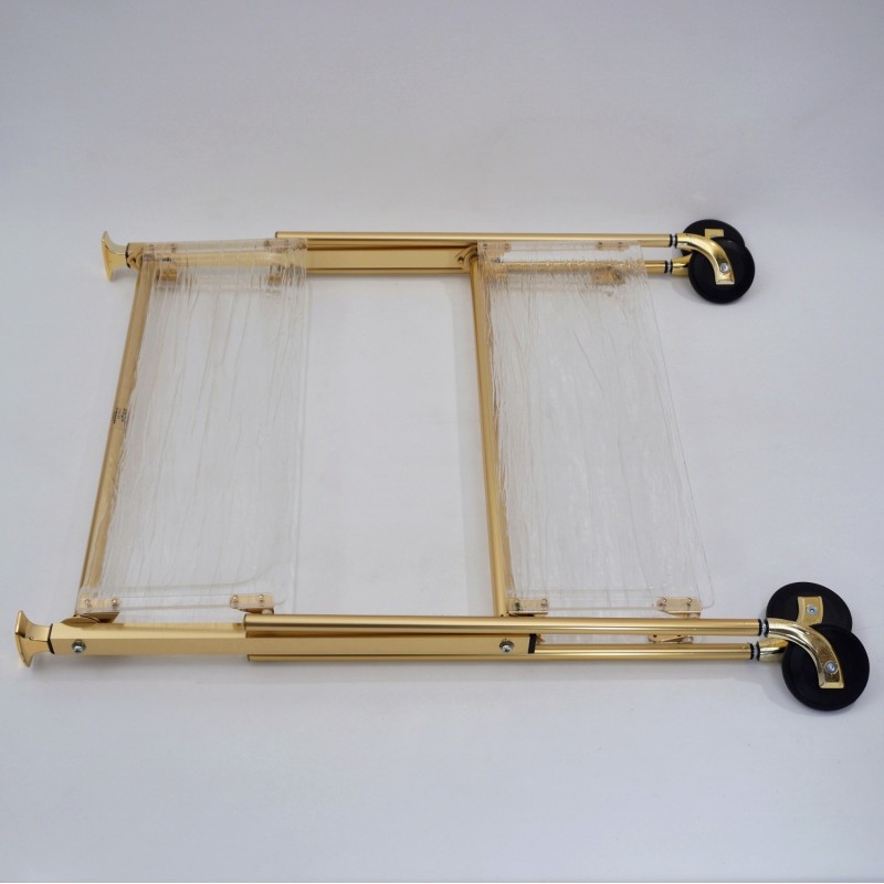 Vintage French foldable drinks trolley in acrylic and gilt metal by Platex, 1980