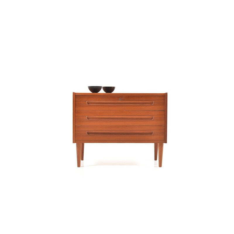 Little Danish teak chest of drawers with three big drawers - 1960s