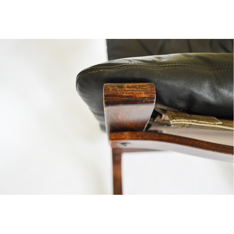 Set of 4 vintage black leather Siesta armchairs by Ingmar Relling for Westnofa, Norway 1960s