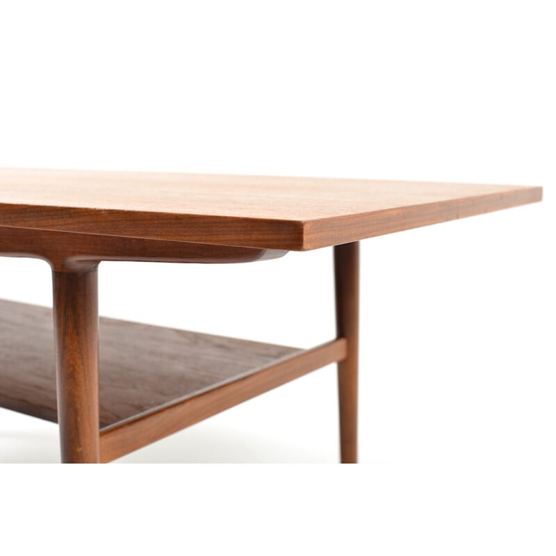 Table danoise en teck avec double plateau - 1960