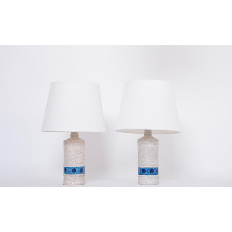 Pair of vintage white ceramic table lamps by Aldo Londi for Bitossi, Italy 1960