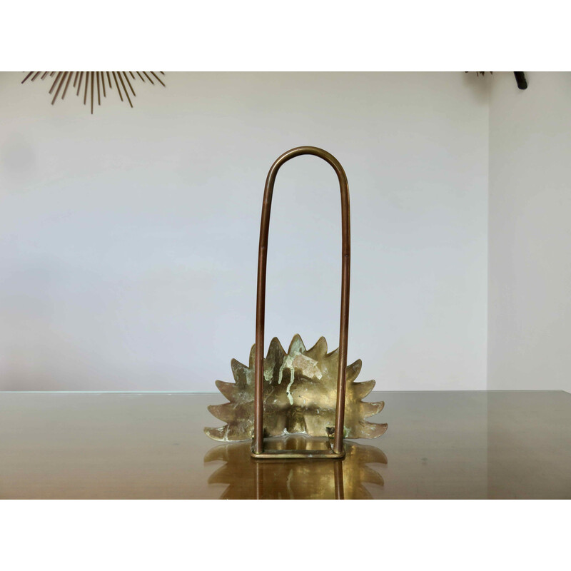 Vintage brass magazine rack, France 1970