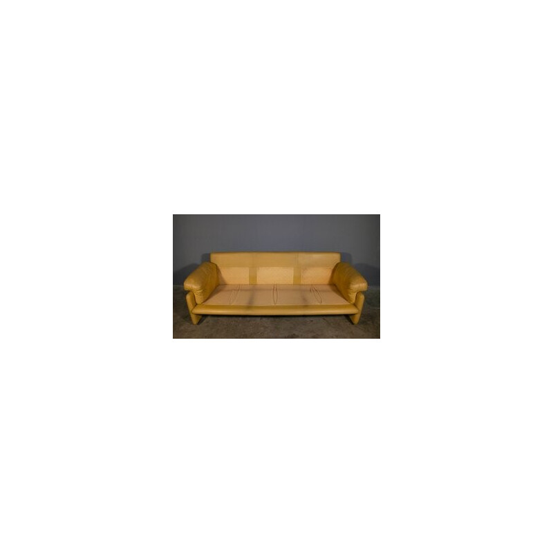 Vintage 3-seat sofa in leather by B and B Tobia Scarpa for Coronado, 1970