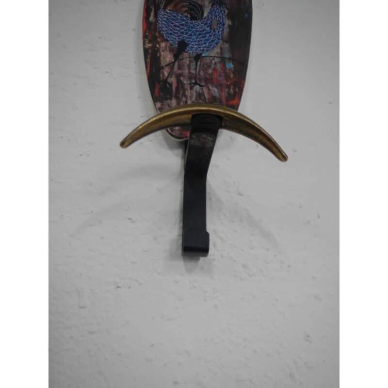 Vintage wall coat rack in brass and bakelite, 1960