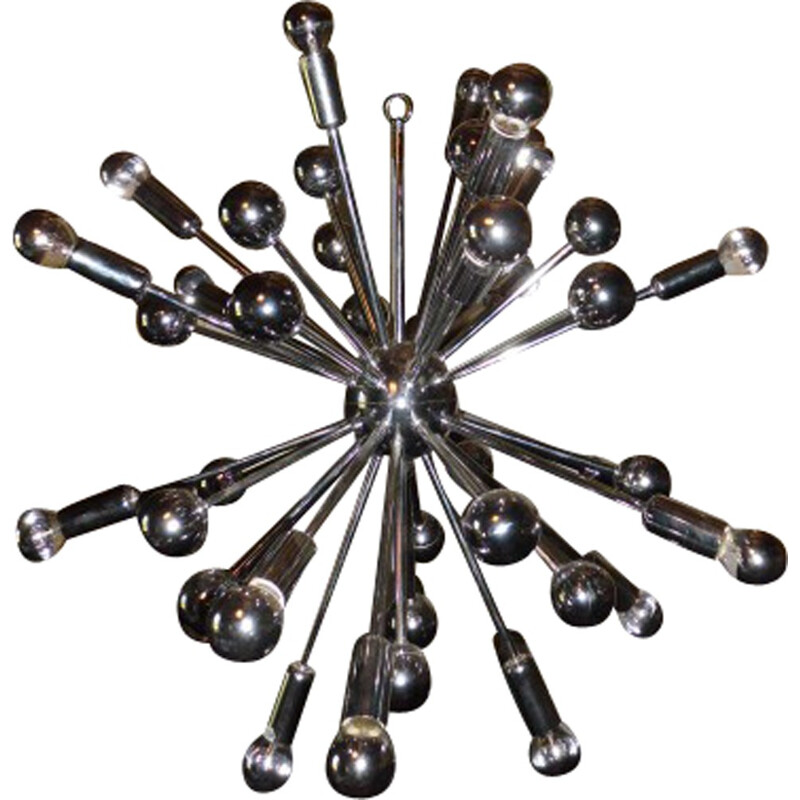 Sputnik chandelier in chromed metal - 1960s