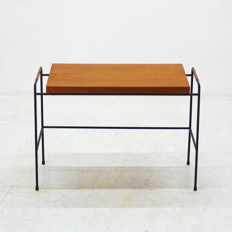 Mid-century side table in teak with wire base - 1930s