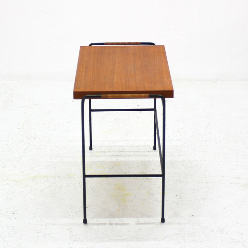 Mid-century side table in teak with wire base - 1930s