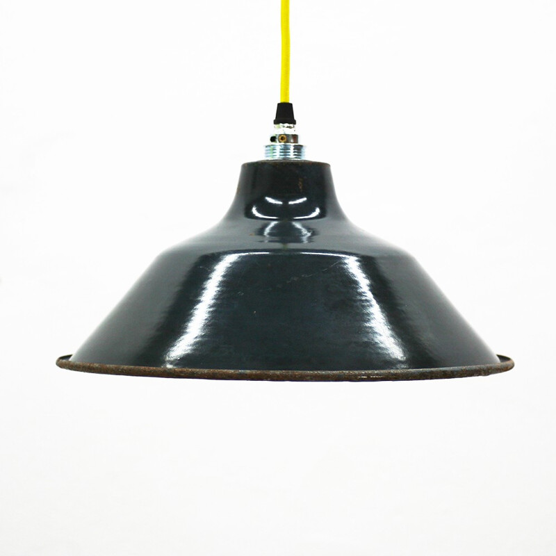 Vintage indusrial black hanging lamp - 1930s