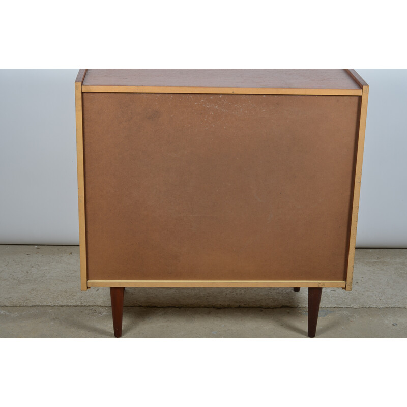 Vintage teak veneer chest of drawers with compass legs, 1070