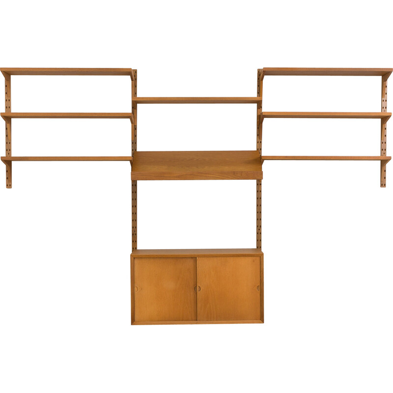 Vintage oakwood wall unit by Poul Cadovius for Cado, Denmark 1960s
