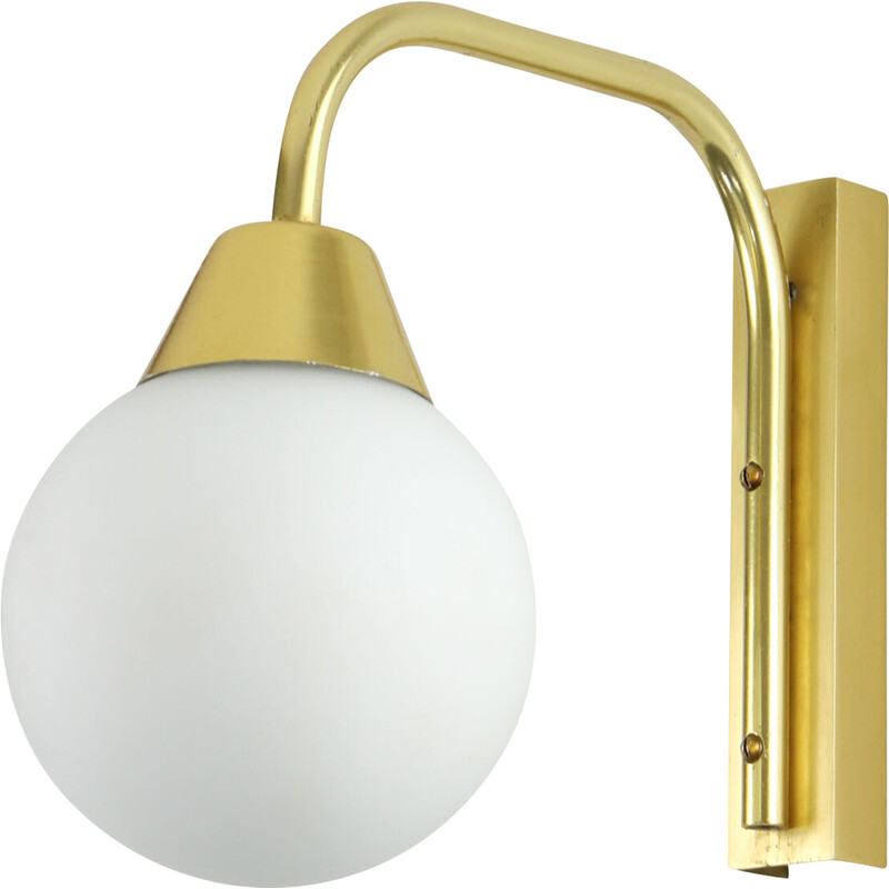 Mid century Italian golden and opaline wall lamp