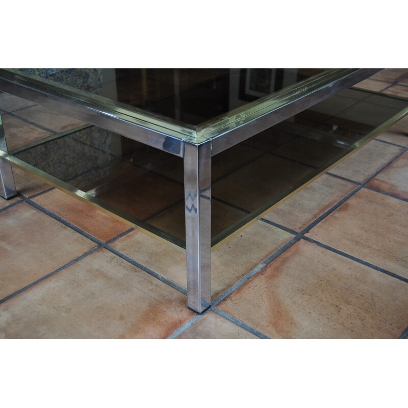 Coffee table with double layer in glass - 1970s
