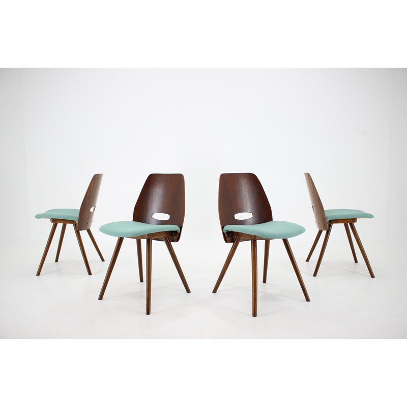 Set of 4 vintage dining chairs in wood by Frantisek Jirak, Czechoslovakia 1960