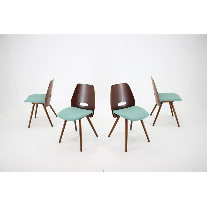 Set van 4 vintage eetkamerstoelen in hout van Frantisek Jirak, Tsjechoslowakije 1960