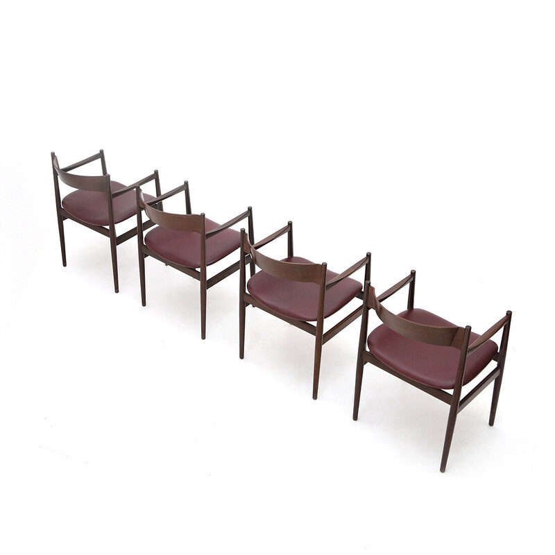 Set of 4 vintage “107p” chairs with armrests by Gianfranco Frattini for Cassina, 1960s