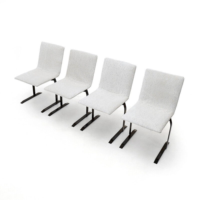 Set of 4 vintage "Inlay" chairs by Giovanni Offredii for Saporiti, 1970s
