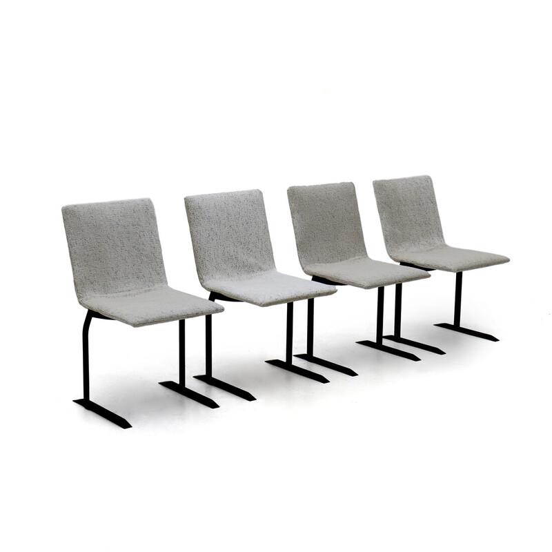 Conjunto de 4 cadeiras "Inlay" vintage de Giovanni Offredii para Saporiti, década de 1970