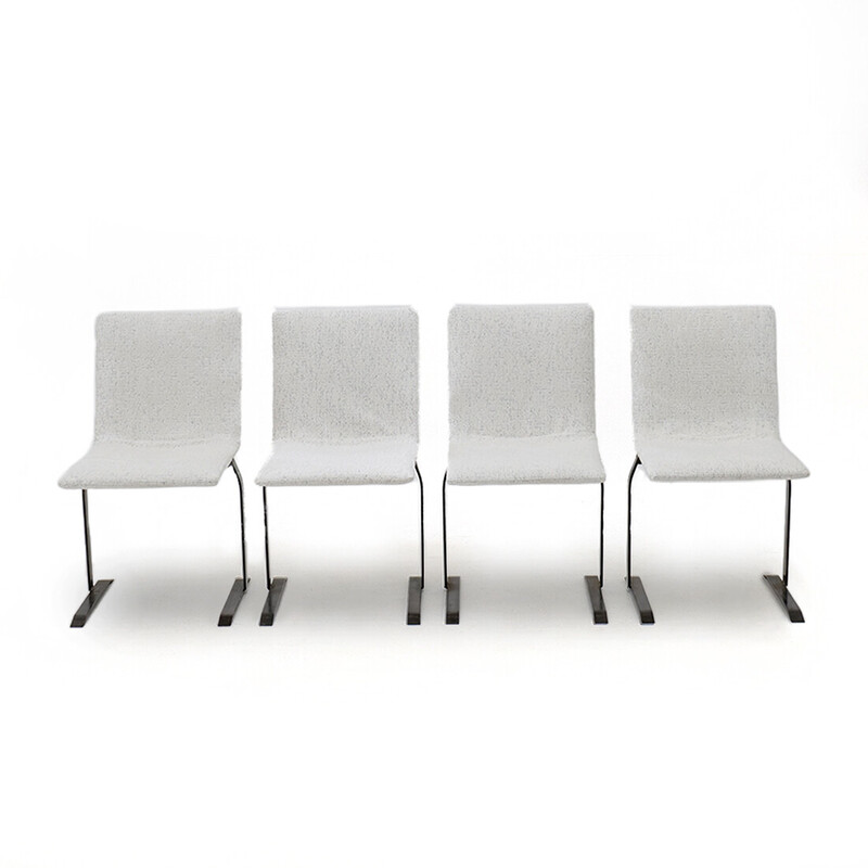 Conjunto de 4 cadeiras "Inlay" vintage de Giovanni Offredii para Saporiti, década de 1970