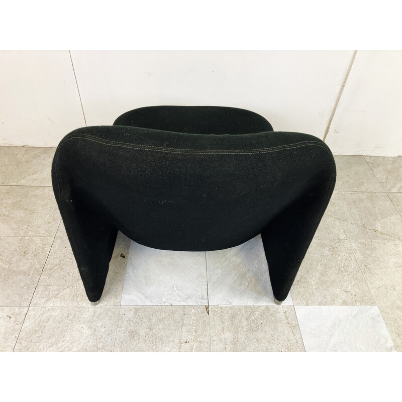 Vintage black fabric armchair Alky by Giancarlo Piretti for Castelli, Italy 1970