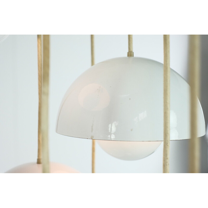 Vintage white metal pendant lamp by Verner Panton for Louis Poulsen, Denmark 1968