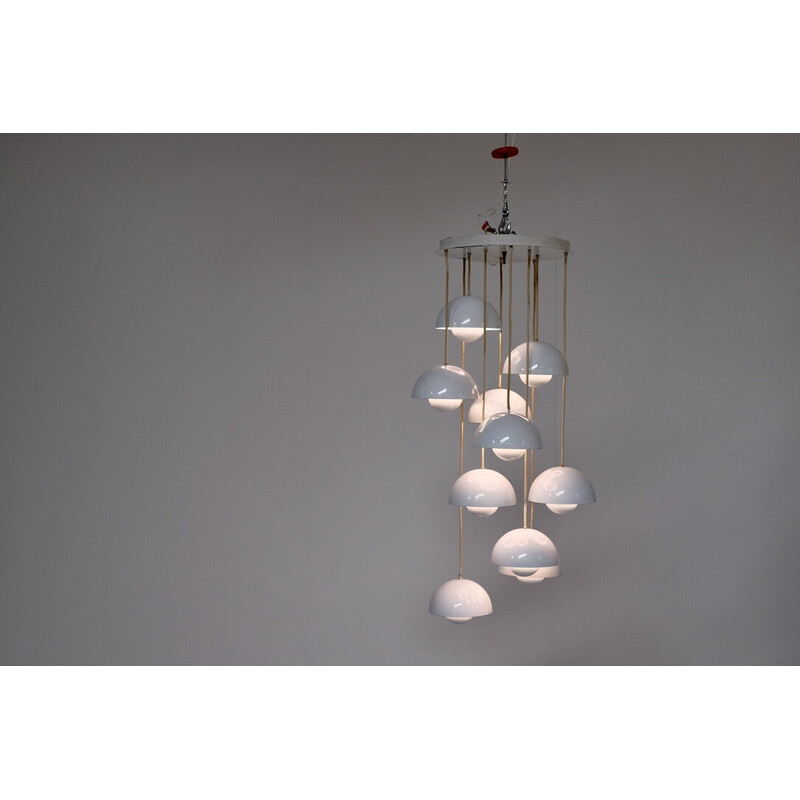 Vintage white metal pendant lamp by Verner Panton for Louis Poulsen, Denmark 1968