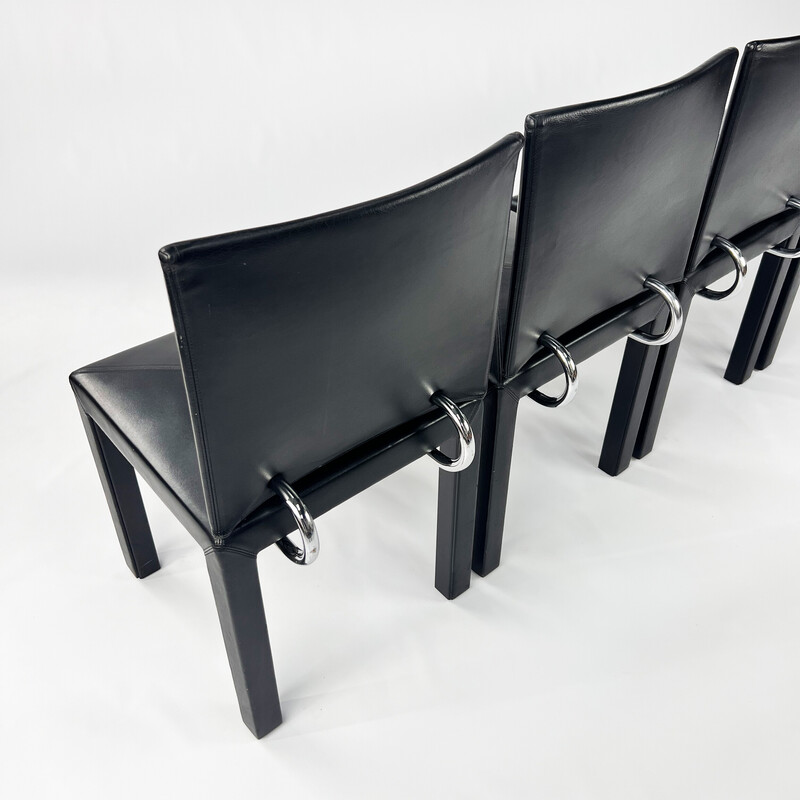 4 Arcara vintage leather chairs by Paolo Piva for B and B, Italy 1980
