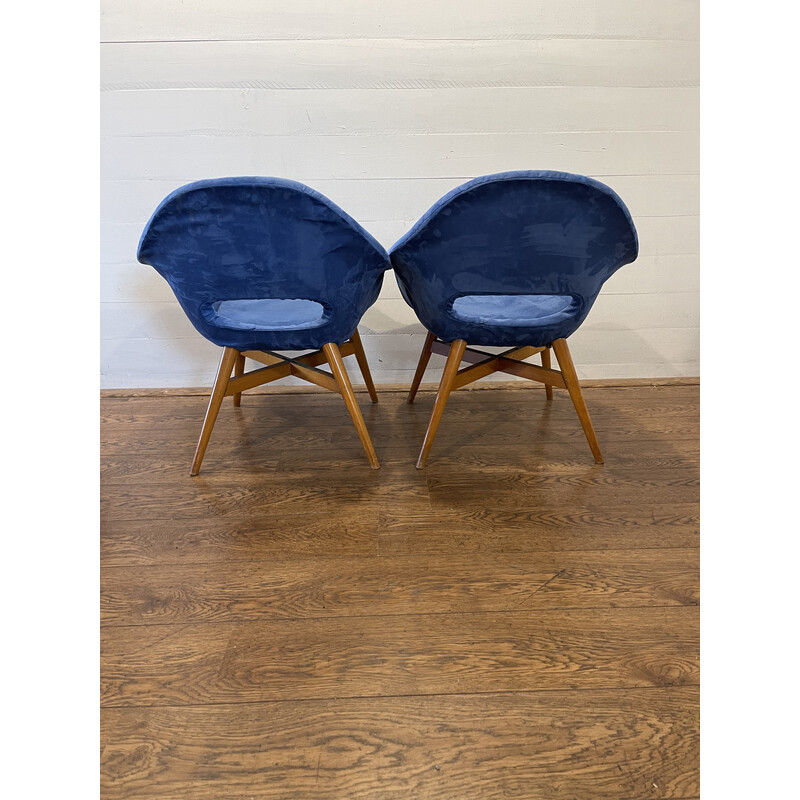 Paire de fauteuils vintage en fibre de verre et bois de hêtre M1208 par Miroslav Navratil, Tchécoslovaquie 1960