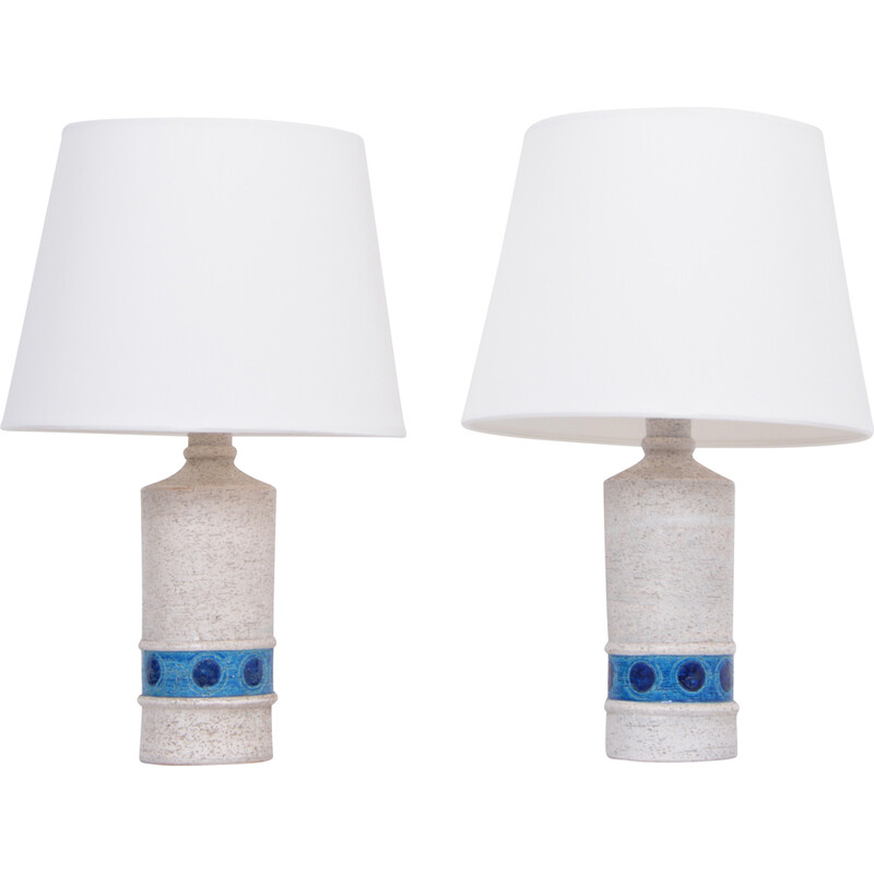 Pair of vintage white ceramic table lamps by Aldo Londi for Bitossi, Italy 1960