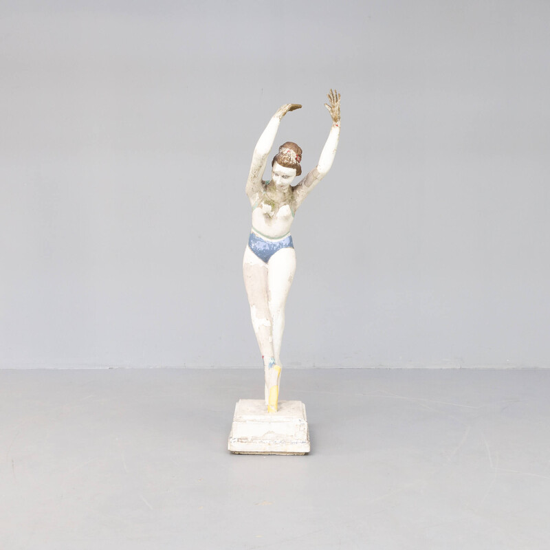 Estatua vintage de bailarina en hormigón, 1970