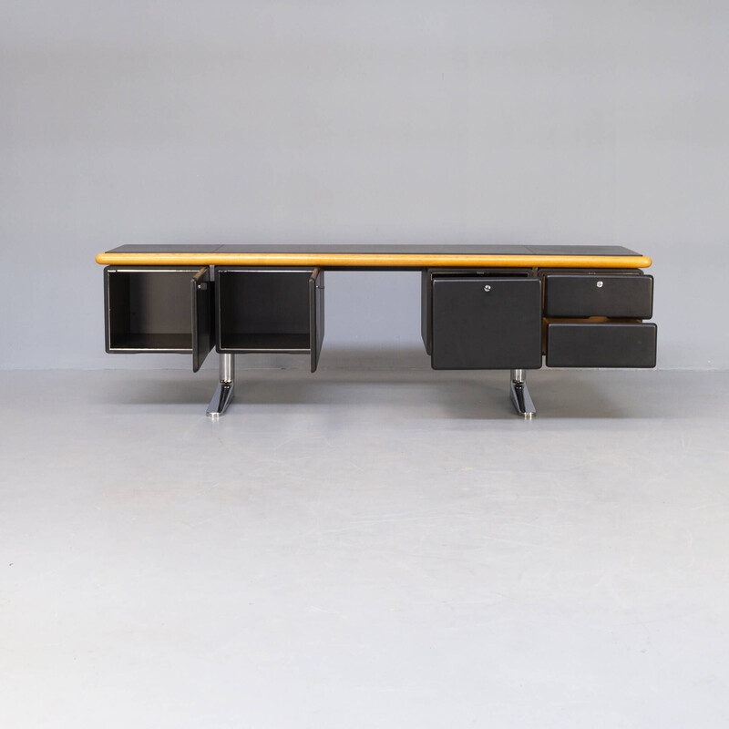 Vintage-Sideboard aus Leder und Eiche von Warren Platner für Knoll, 1973