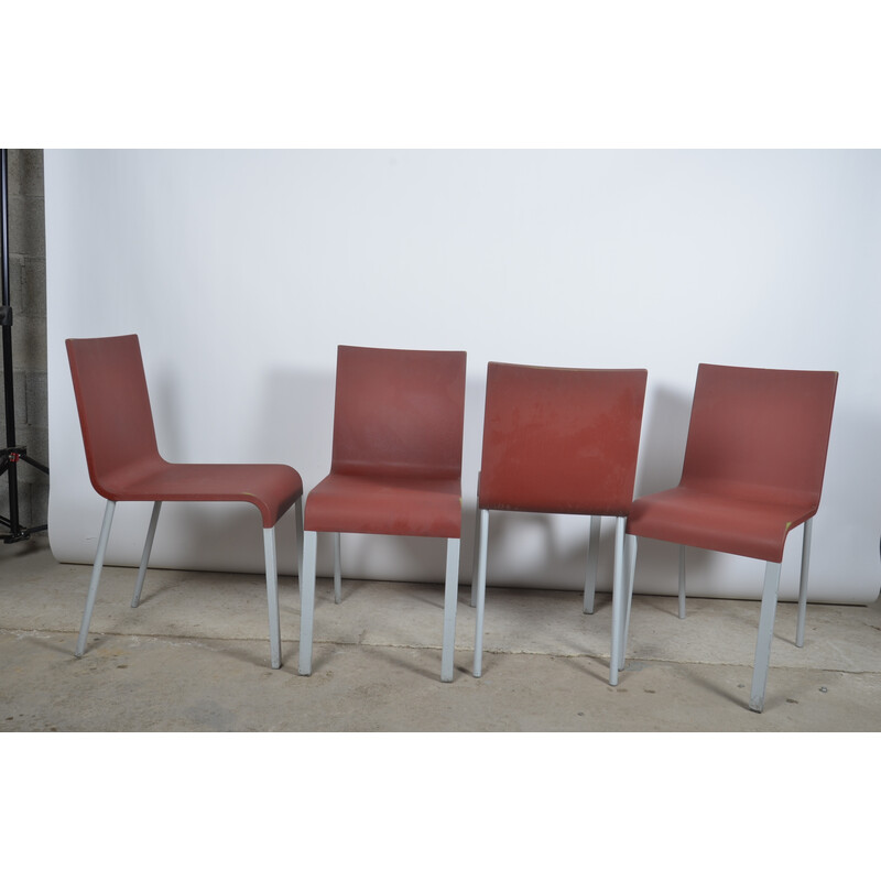 Set of 4 vintage chairs in plastic and aluminum by Maarten Van Severen for Vitra