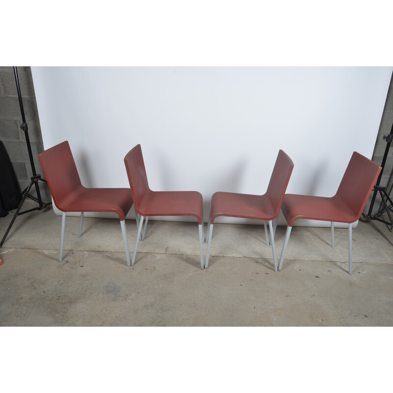 Ensemble de 4 chaises vintage en plastique et aluminium par Maarten Van Severen pour Vitra