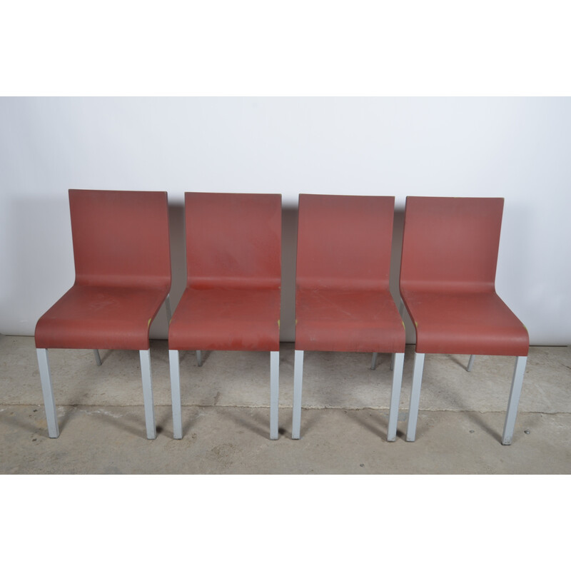 Ensemble de 4 chaises vintage en plastique et aluminium par Maarten Van Severen pour Vitra