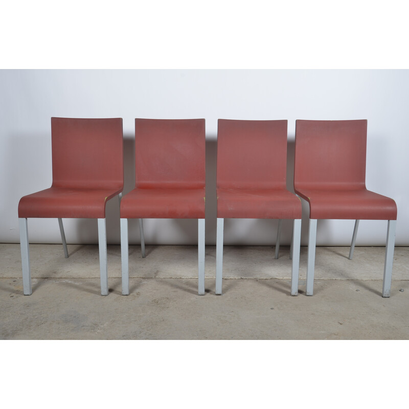 Conjunto de 4 cadeiras vintage em plástico e alumínio da Maarten Van Severen para Vitra
