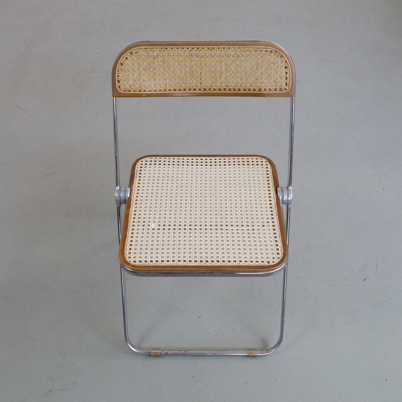 Set of 3 vintage Plia folding chair in cane by Giancarlo Piretti for Anonima Castelli, 1960
