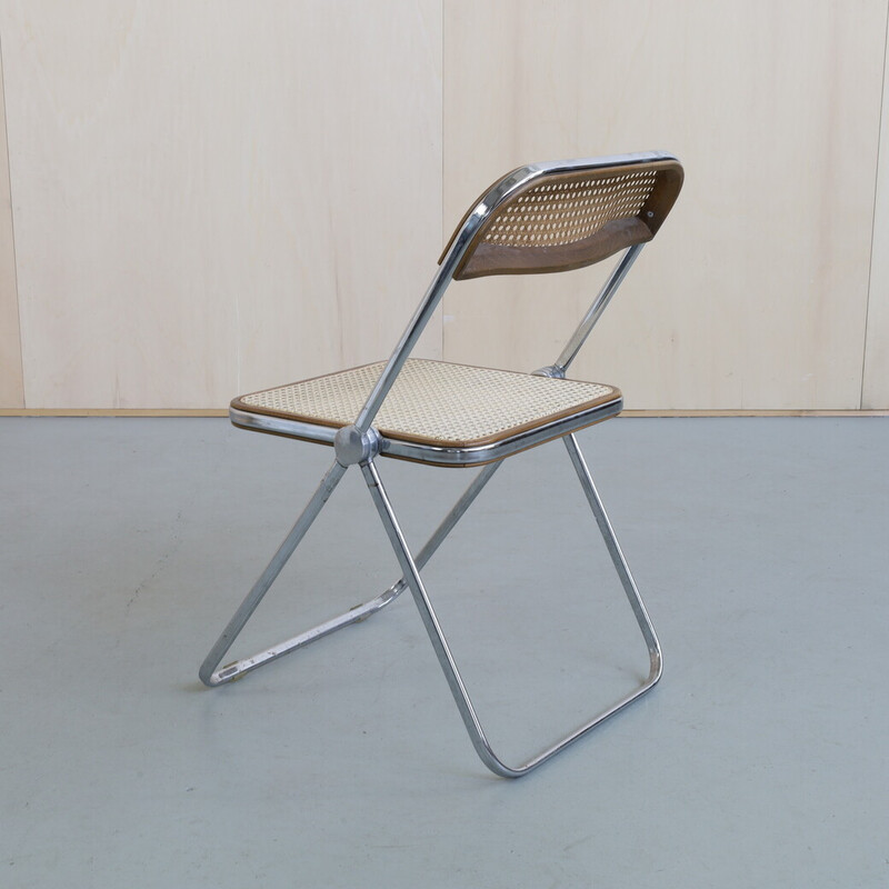 Conjunto de 3 cadeiras dobráveis Plia vintage em cana por Giancarlo Piretti para Anonima Castelli, 1960