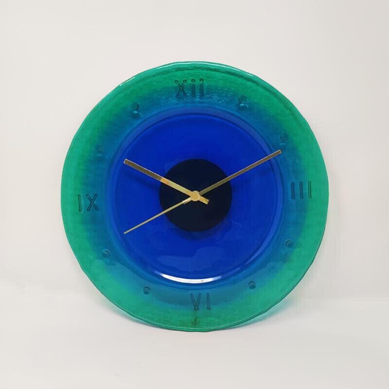 Vintage wall clock in Murano glass by Cà Dei Vetrai, Italy 1960