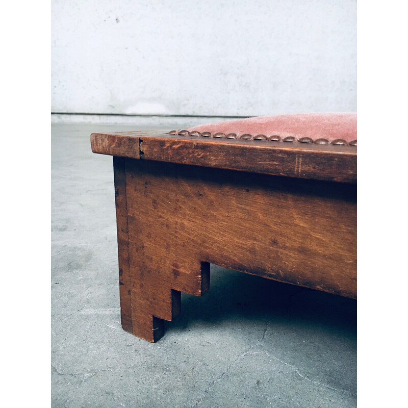 Vintage foot stool in birch wood, Netherlands 1920