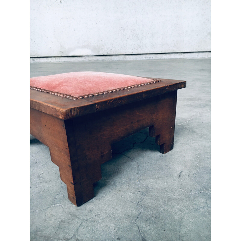 Vintage foot stool in birch wood, Netherlands 1920