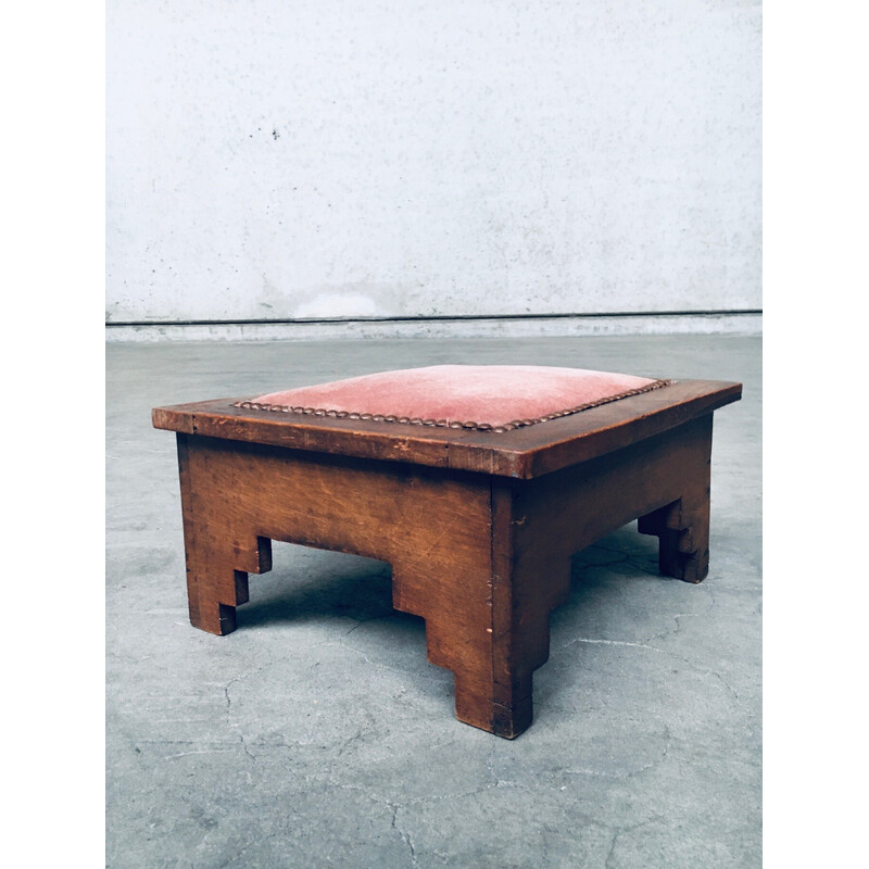 Vintage foot stool in birch wood, Netherlands 1920