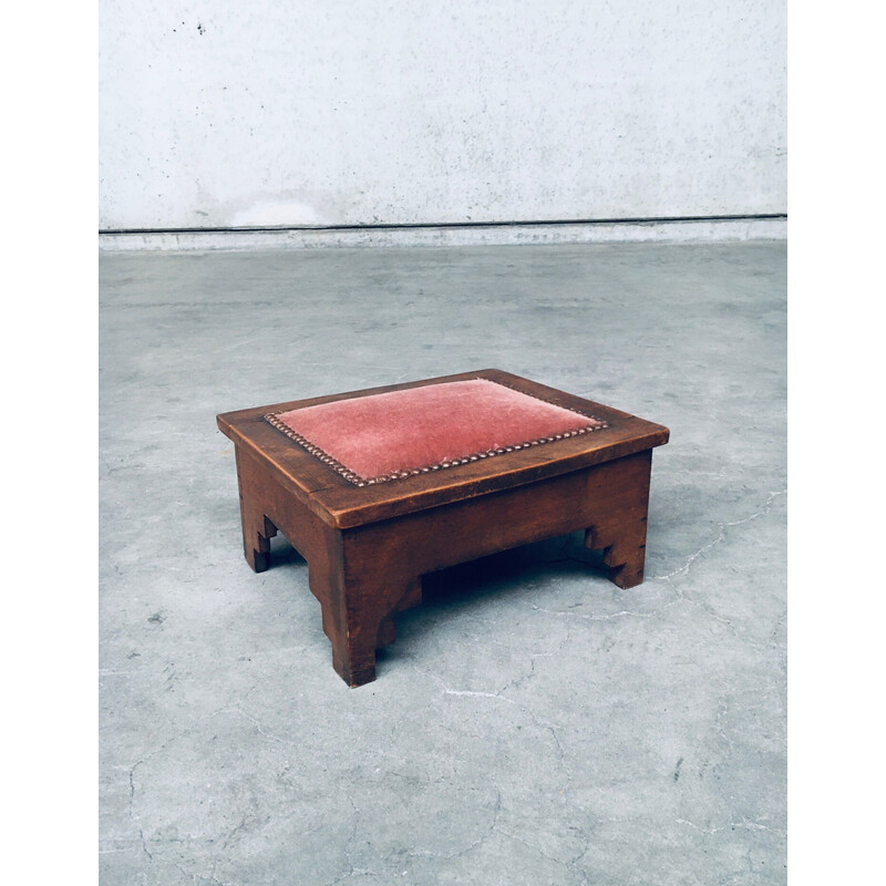 Vintage foot stool in birch wood, Netherlands 1920