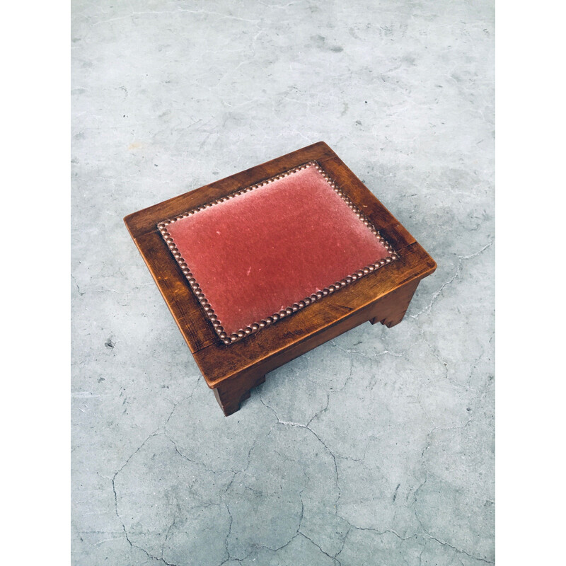 Vintage foot stool in birch wood, Netherlands 1920