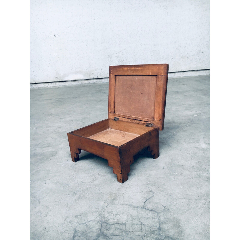 Vintage foot stool in birch wood, Netherlands 1920
