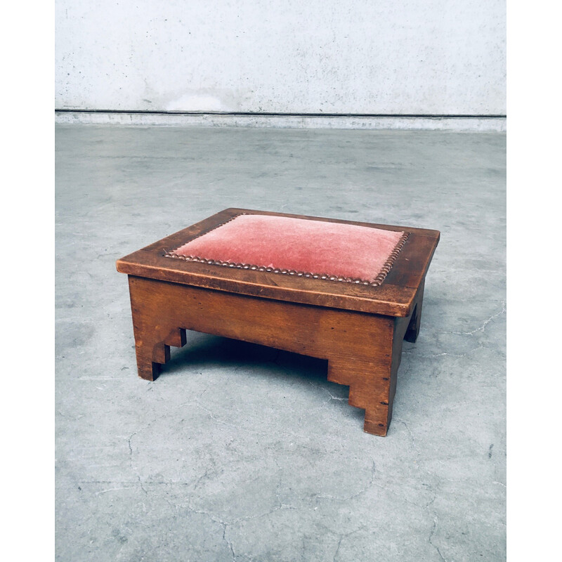 Vintage foot stool in birch wood, Netherlands 1920