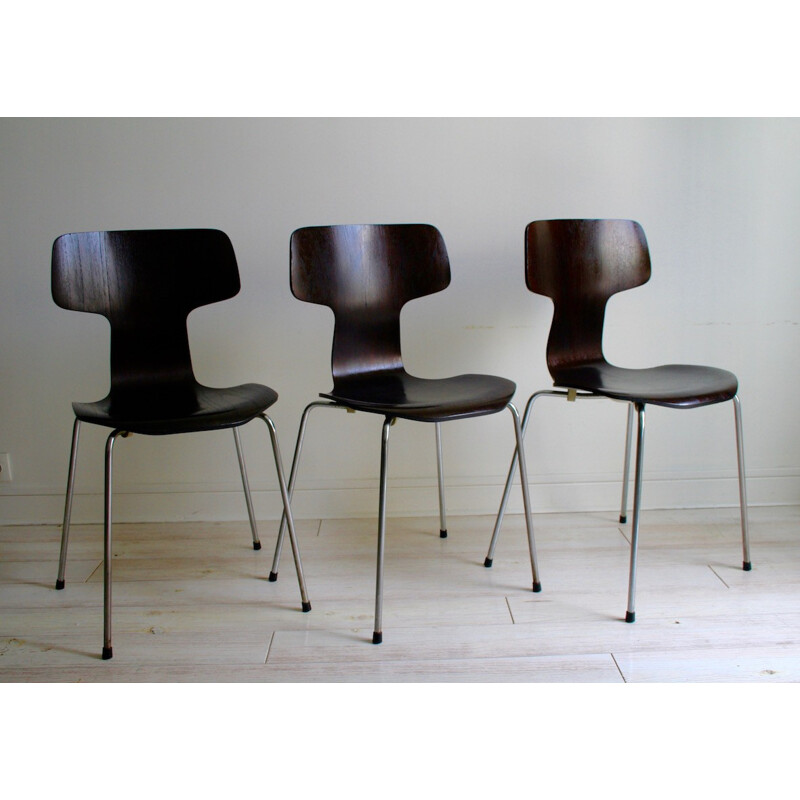 Set of 3 3103 chairs by Arne Jacobsen for Fritz Hansen - 1950s