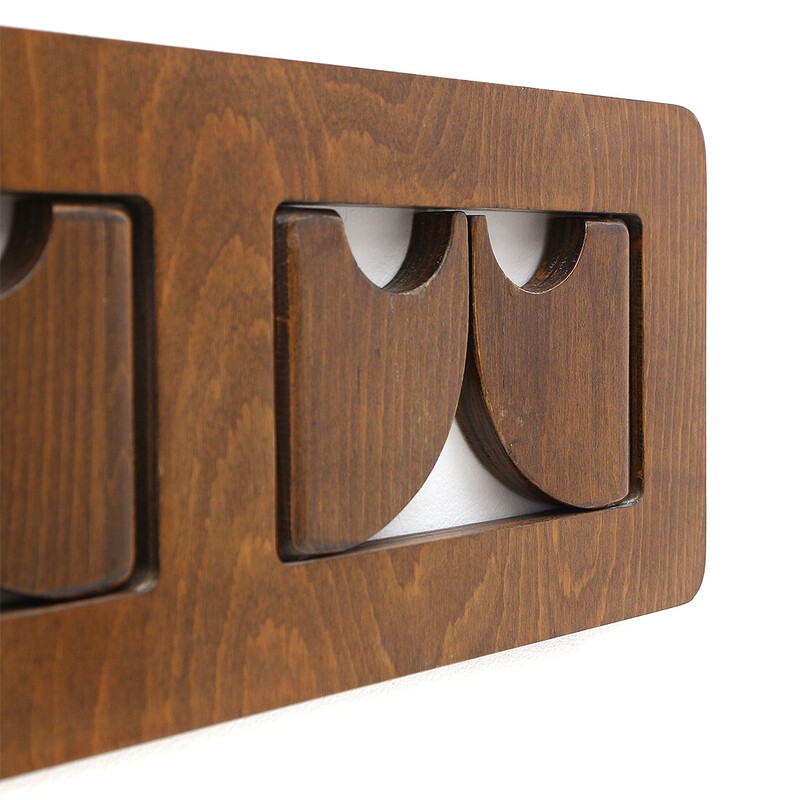 Vintage wall coat rack with closable hooks, 1970s