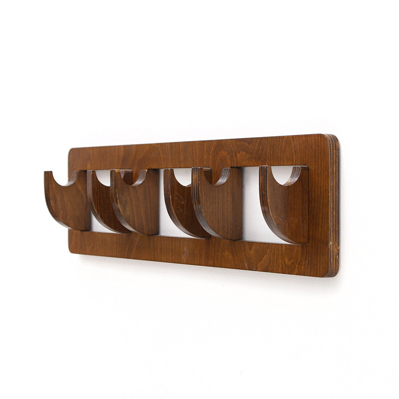 Vintage wall coat rack with closable hooks, 1970s