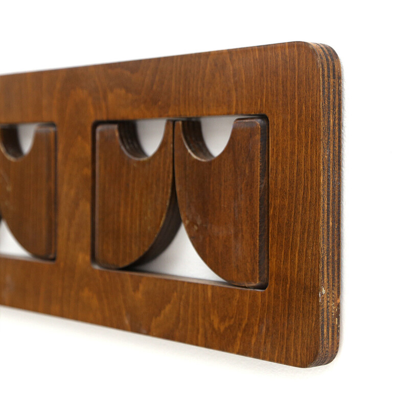 Vintage wall coat rack with closable hooks, 1970s